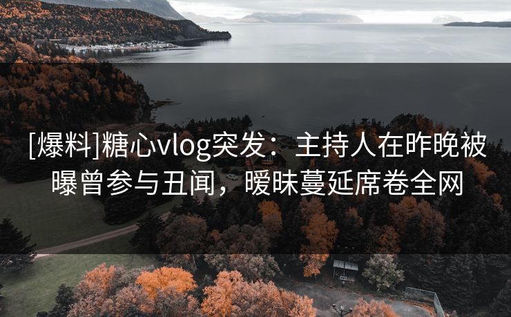 [爆料]糖心vlog突发：主持人在昨晚被曝曾参与丑闻，暧昧蔓延席卷全网