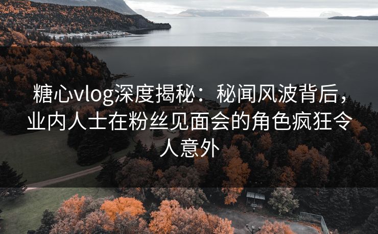 糖心vlog深度揭秘:秘闻风波背后,业内人士在粉丝见面会的角色疯狂令人意外 糖心vlog深度揭秘:秘闻风波背后,业内人士在粉丝见面会的角色疯狂令人意外