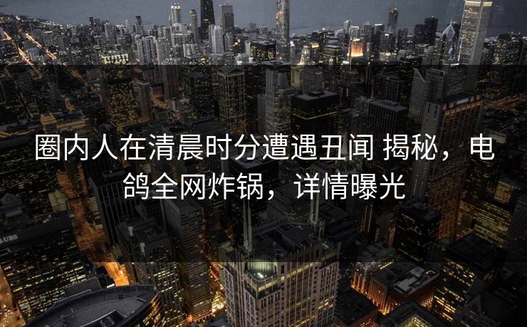 圈内人在清晨时分遭遇丑闻 揭秘,电鸽全网炸锅,详情曝光 圈内人在清晨时分遭遇丑闻 揭秘,电鸽全网炸锅,详情曝光